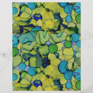 Abstraktes Aquarell Grün Türkis Blau Papierblatt