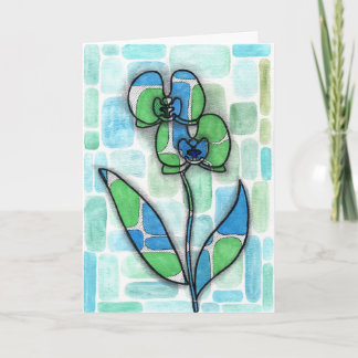 Abstraktes Aquarell-Orchideen-Mosaik-Blumen-Grußka Karte