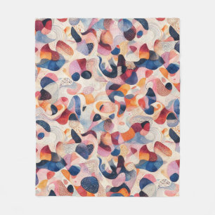 Abstraktes Aquarell Organisches Navy-Korallen-Must Fleecedecke