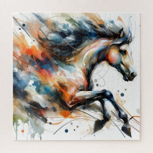 Abstraktes Aquarell-Rennpferd