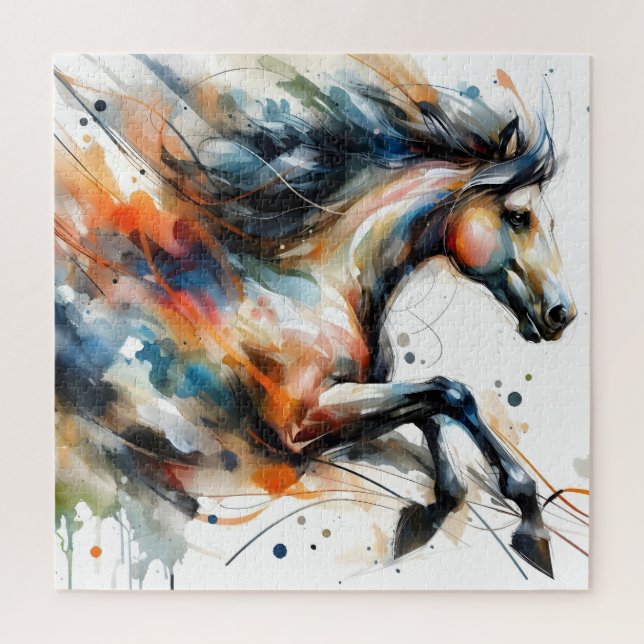 Abstraktes Aquarell-Rennpferd (Vertikal)