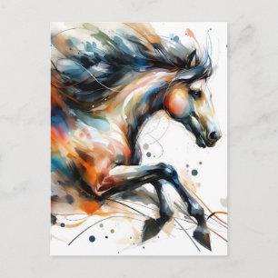 Abstraktes Aquarell-Rennpferd Feiertagspostkarte
