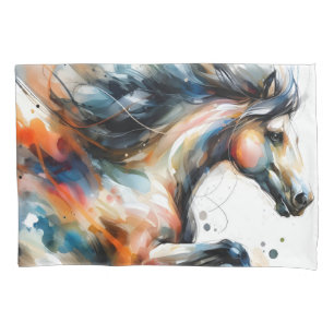 Abstraktes Aquarell-Rennpferd Kissenbezug