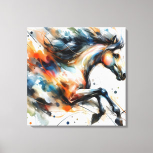 Abstraktes Aquarell-Rennpferd Leinwanddruck
