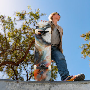 Abstraktes Aquarell-Rennpferd Skateboard