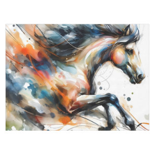 Abstraktes Aquarell-Rennpferd Tischdecke