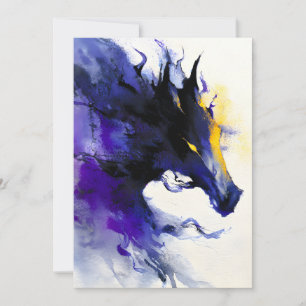 Abstraktes Aquarell Schwarz Pferd Porträt Feiertagskarte