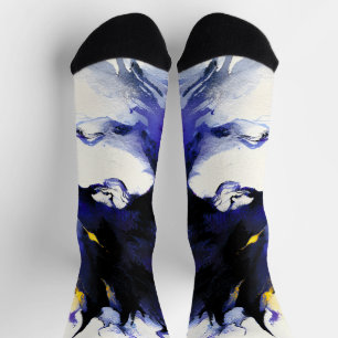 Abstraktes Aquarell Schwarzpferd-Porträt Socken