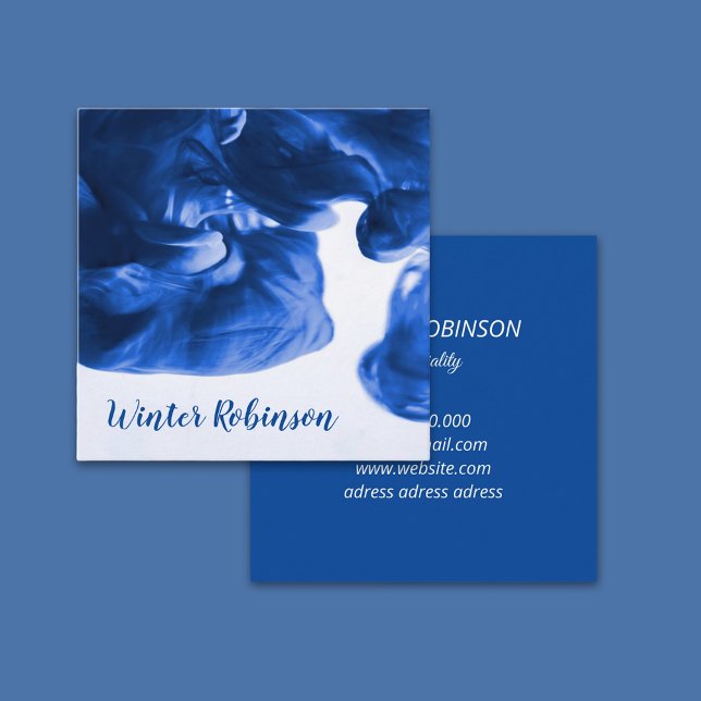 Abstraktes Aquarellblau beruflich Quadratische Visitenkarte (Simple blue design for painter, artist business card )