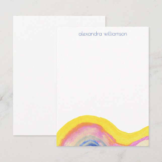 Abstraktes Aquarellblau Gelb mit Name Mitteilungskarte (Vorne/Hinten)