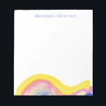 Abstraktes Aquarellblau Gelb mit Name Notizblock<br><div class="desc">Personalisiertes Abstraktes Aquarellblau mit Namen Notepad</div>