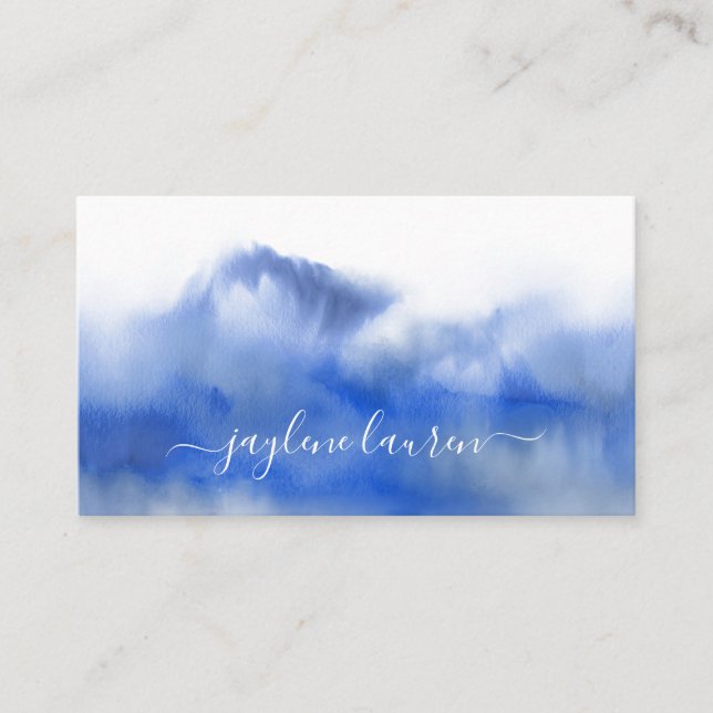 Abstraktes Aquarellblau Visitenkarte (Vorderseite)