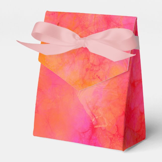 Abstraktes Aquarellfarben Farben Kunst Rosa Orange Geschenkschachtel (Vorderseite)