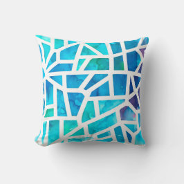 Abstraktes Aquarellglas Türkis Blau Kissen