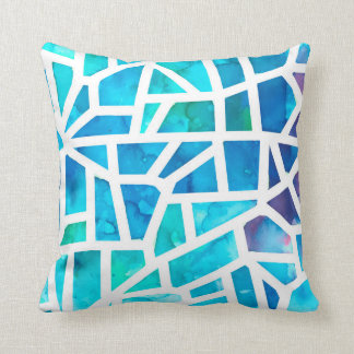 Abstraktes Aquarellglas Türkis Blau Kissen