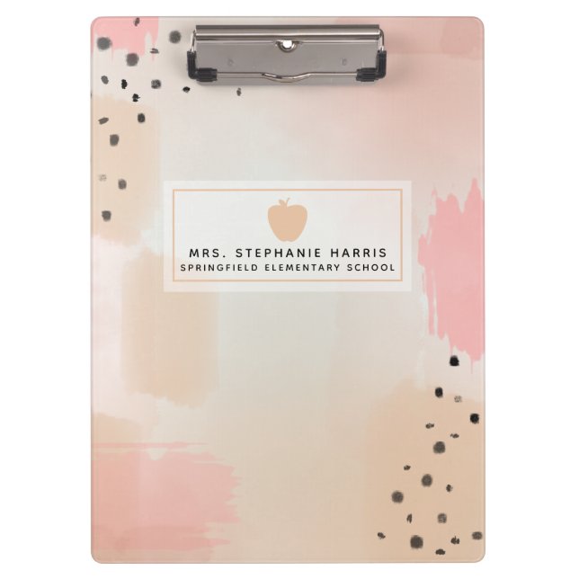 Abstraktes Aquarellpink-Apple-Lehrer-Zwischenablag Klemmbrett (Vorderseite)