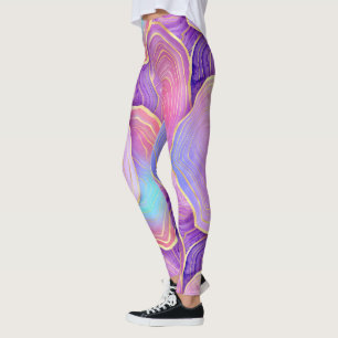 Abstraktes Aquarellpink aquamariner Goldlavender-A Leggings