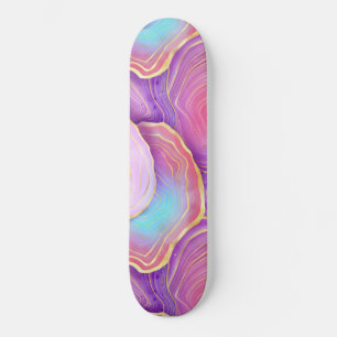 Abstraktes Aquarellpink aquamariner Goldlavender-A Skateboard