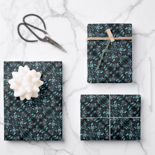 Abstraktes aquatisches schattiertes Wiederholungsm Geschenkpapier Set