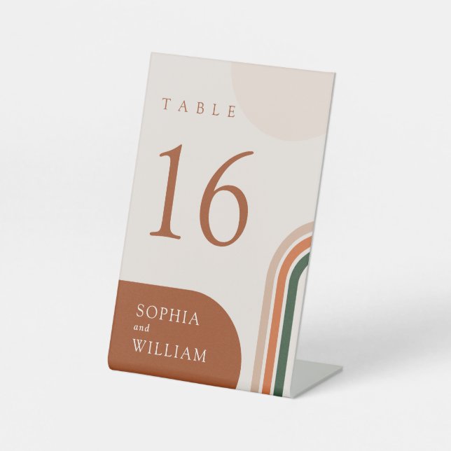 Abstraktes Arch Beige Tischnummern Pedestzeichen Sockelschild (Vorderseite)