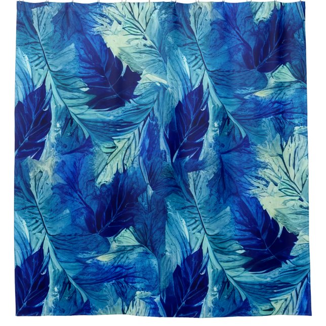 Abstraktes, ästhetisches Aquarellblau Duschvorhang (Vorderseite)