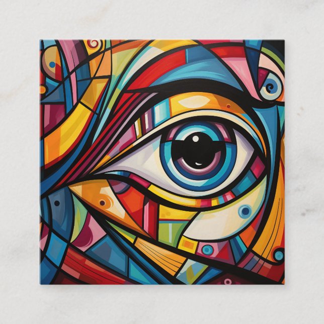 Abstraktes Auge Farben Art Deco Quadratische Visitenkarte (Vorderseite)