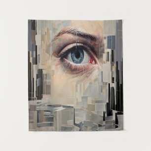 Abstraktes Auge - geometrische Vision Art Wandteppich