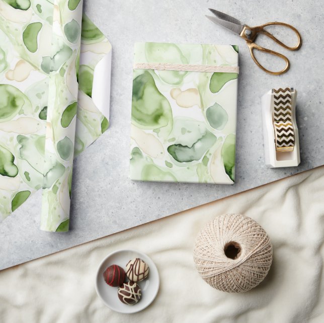Abstraktes Avocado-Grün Geschenkpapier (Kunsthandwerk)