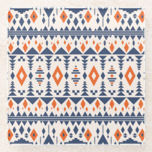 Abstraktes Aztec geometrisches, nahtloses Muster. Glasuntersetzer