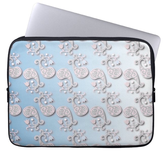 Abstraktes Baby blau und rosa Pastellfarben Laptopschutzhülle (Vorderseite)