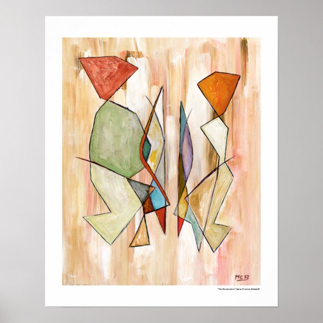 Abstraktes Barcelonisches Paar 16 x 20 Kunstdrucke Poster (Vorne)