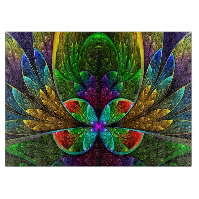 Abstraktes beflecktes Glas-Blumenmuster Schneidebrett (Vorderseite)