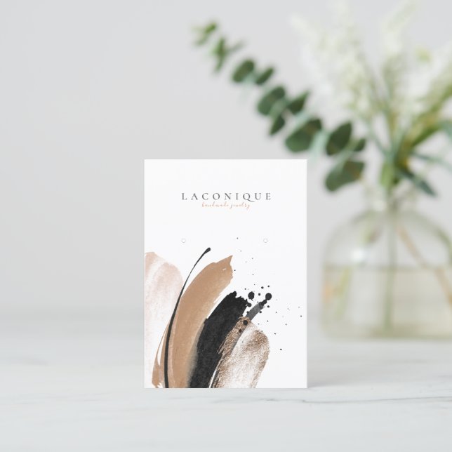 Abstraktes Beige- und Goldschmuck-Display B Visitenkarte (Stehend Vorderseite)