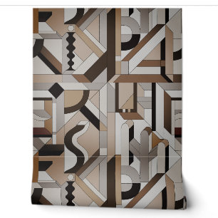 Abstraktes Beiges Braunes Bauhaus-Wallpaper Tapete