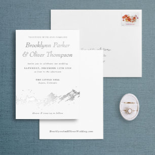 Abstraktes Bergsilber auf weißer Hochzeit Folieneinladung