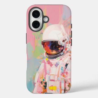abstraktes Bild des rosa Astronauten iPhone Case