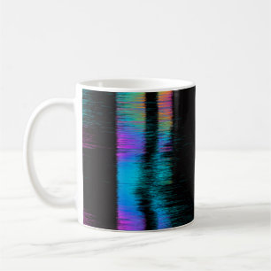 Abstraktes Bild eines fehlerhaften LED-Bildschirms Kaffeetasse