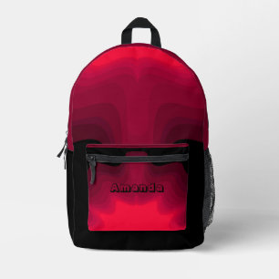 Abstraktes Bild in Schwarz und Rot Bedruckter Rucksack