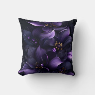 Abstraktes Bild lila und schwarzer Blume Kissen