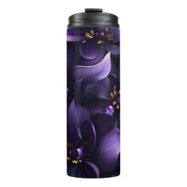 Abstraktes Bild lila und schwarzer Blume Thermosbecher