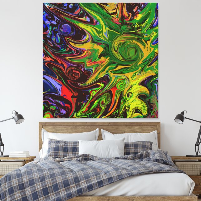 Abstraktes Bild mit dem Titel "Welten entstehen" Leinwanddruck (Insitu (Schlafzimmer))