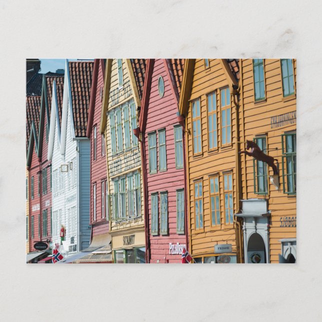 Abstraktes Bild Tyske Bryggen Holzhäuser Bergen Postkarte (Vorderseite)