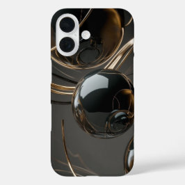 Abstraktes Black and Gold Gloss Phone Case