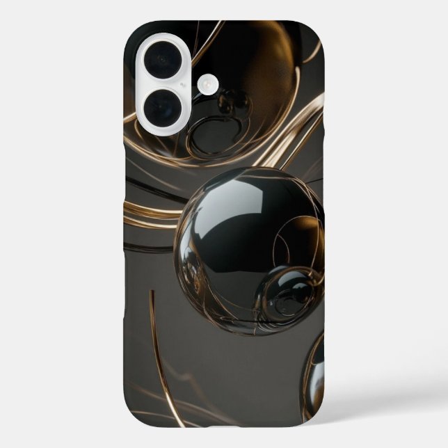 Abstraktes Black and Gold Gloss Phone Case (Rückseite)