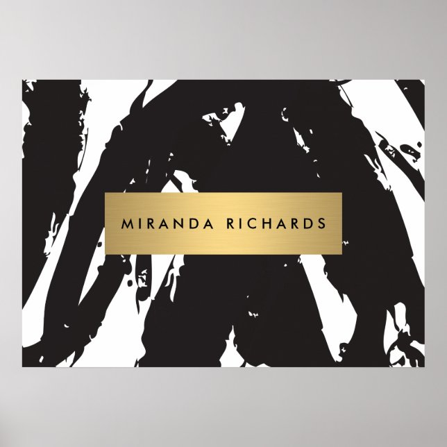 Abstraktes Black Brushstrokes Poster (Vorne)