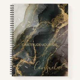 Abstraktes Black Gold Marmor Dankesblatt Notizbuch