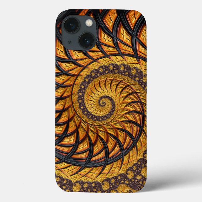 Abstraktes Black Gold Spiral Fraktal Case-Mate iPhone Hülle (Rückseite)