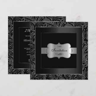 Abstraktes Black & Silver Party| Jahrestag Einladung