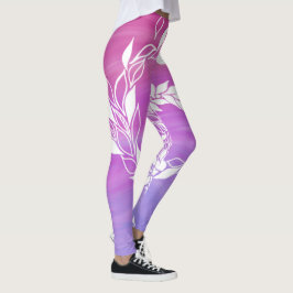 Abstraktes Blattdesign im rosa Hintergrund Leggings