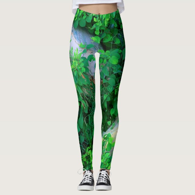 abstraktes Blättergrün Leggings (Vorderseite)